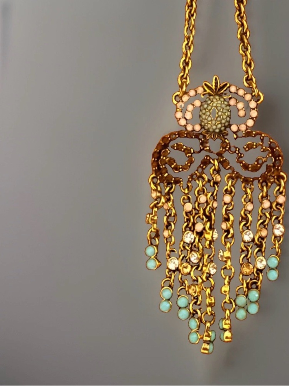 Plunder Design Gold-Tone Owl Nevklace with Beads & Rhinestones. NIB